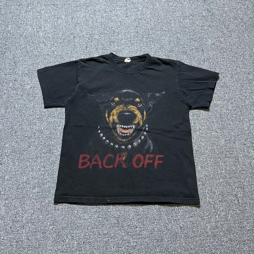 Vintage Giant Doberman Back Off Graphic Kids M Black Streetwear Baby Tee
